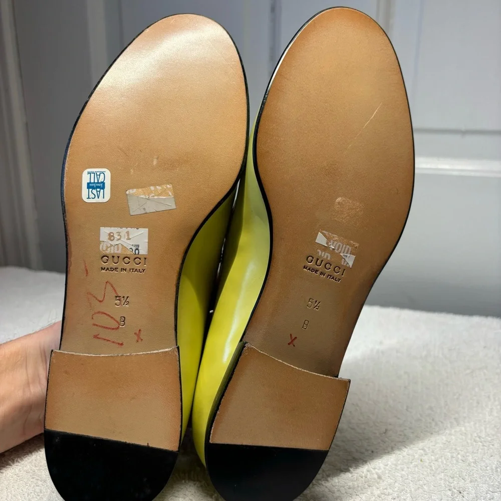 Gucci - Authentic Lime Green Leather Loafers